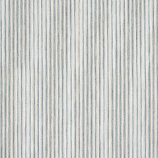 Fine teal and pale blue vertical pinstripes on a light woven ground