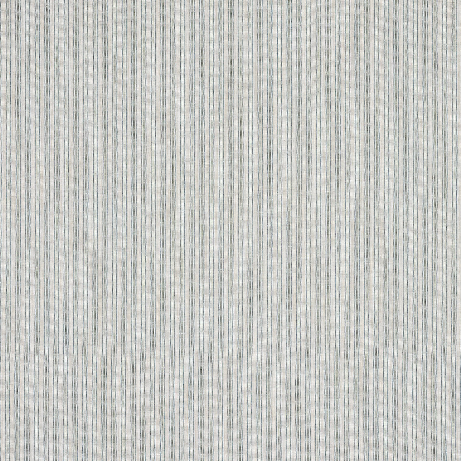 Pale aqua and cream fine vertical pinstripes on a woven fabric swatch