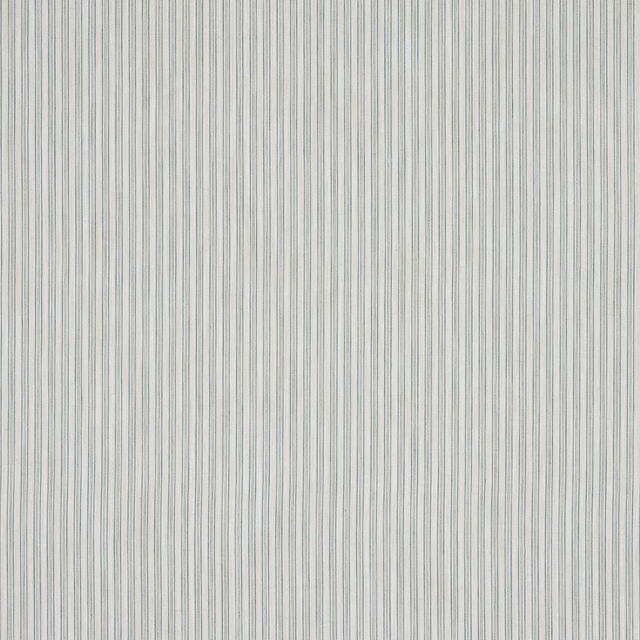 Pale aqua and cream fine vertical pinstripes on a woven fabric swatch