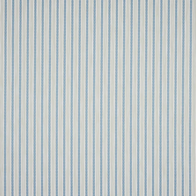 Pale blue and cream vertical striped fabric with fine textured bands