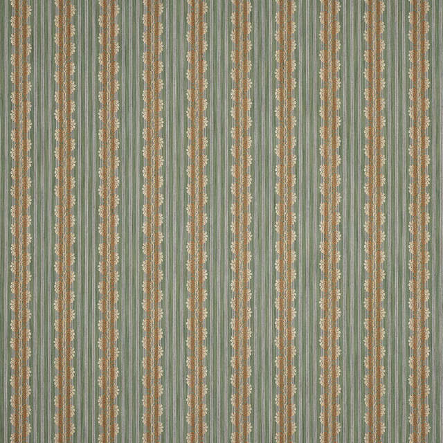 Sage green vertical stripe fabric with narrow cream woven bands