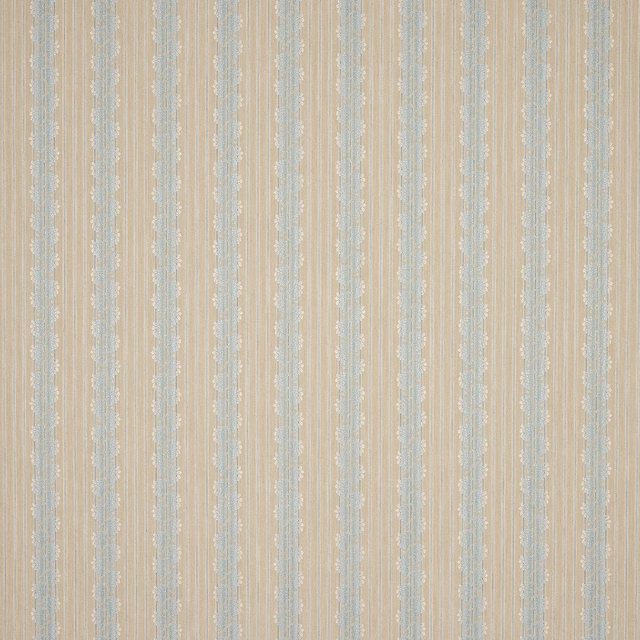 Pale blue vertical stripe fabric with ivory ground and textured woven slubs