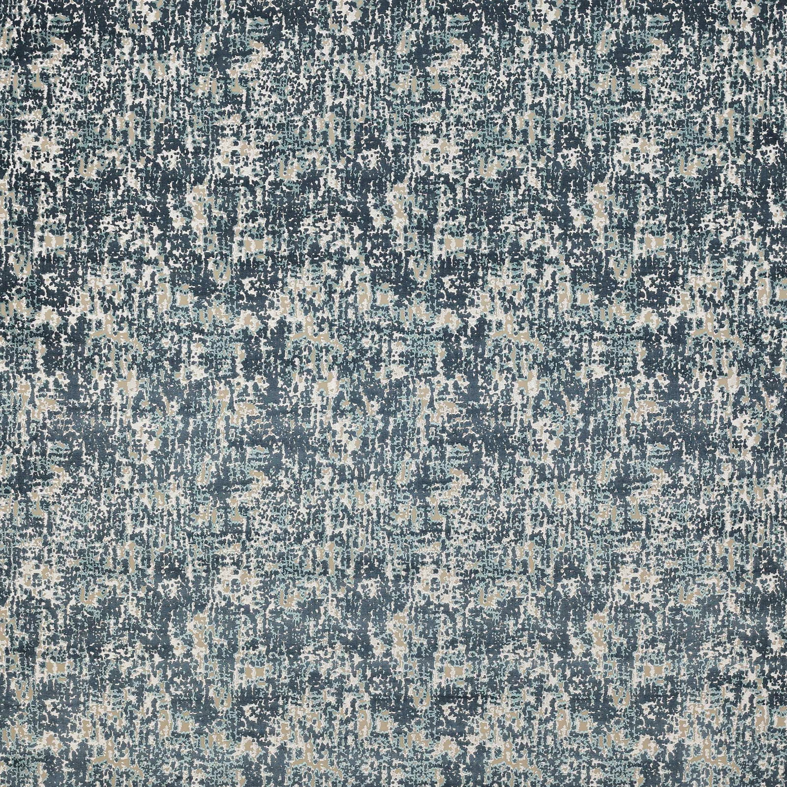 Muted teal and cream abstract speckled fabric with a weathered texture