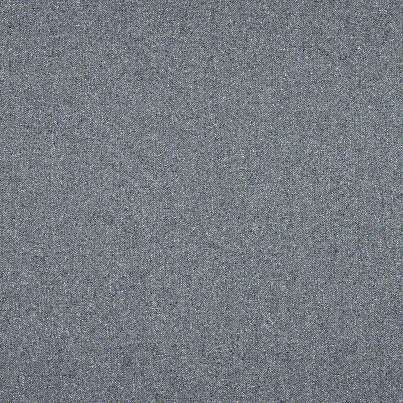 Muted blue-grey herringbone fabric swatch with fine woven texture