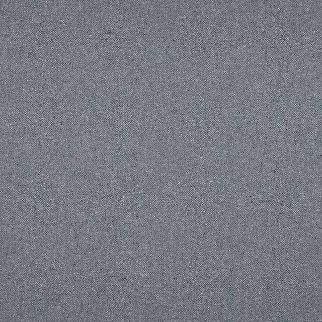 Muted blue-grey herringbone fabric swatch with fine woven texture
