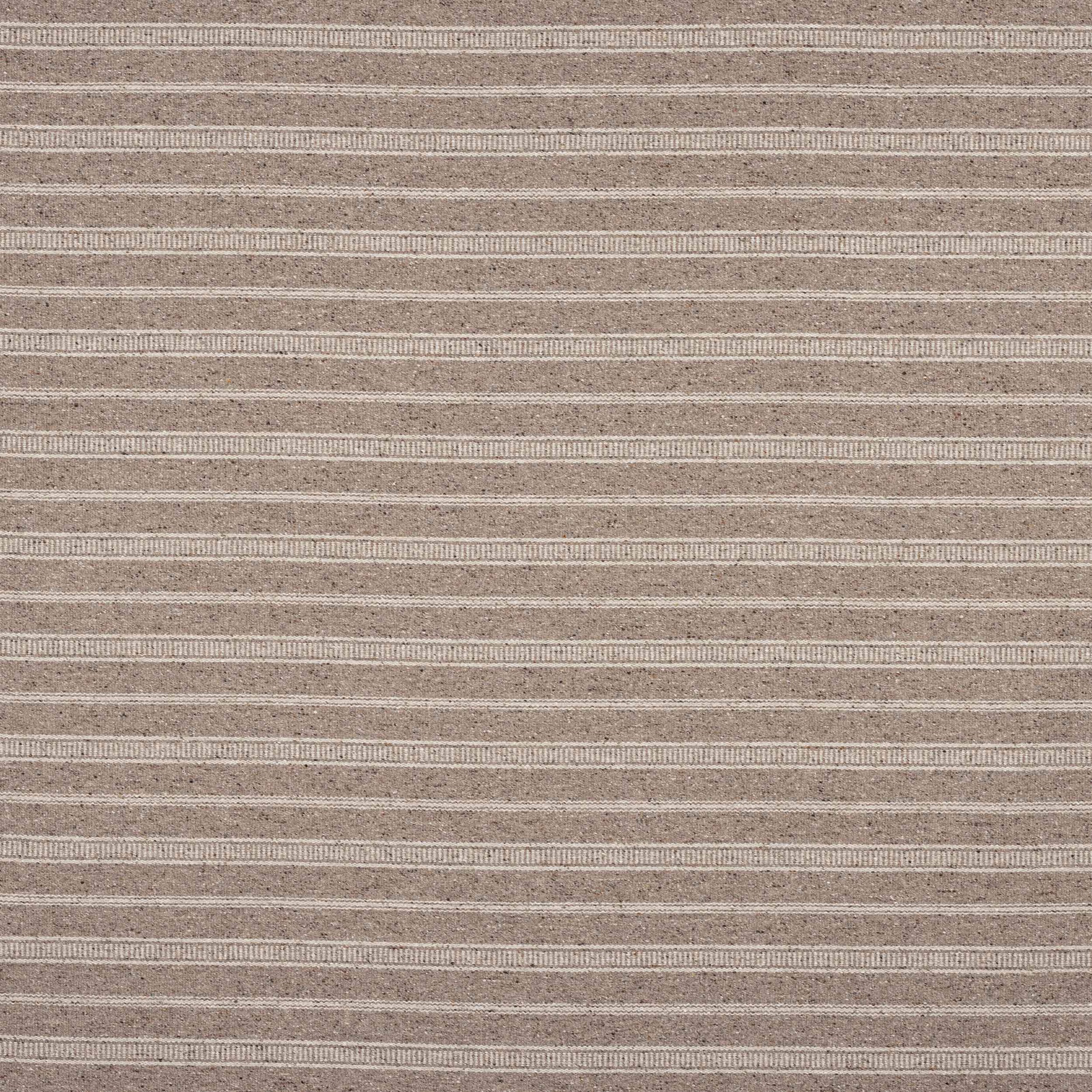 Close-up of warm taupe woven stripe fabric with fine pale horizontal lines
