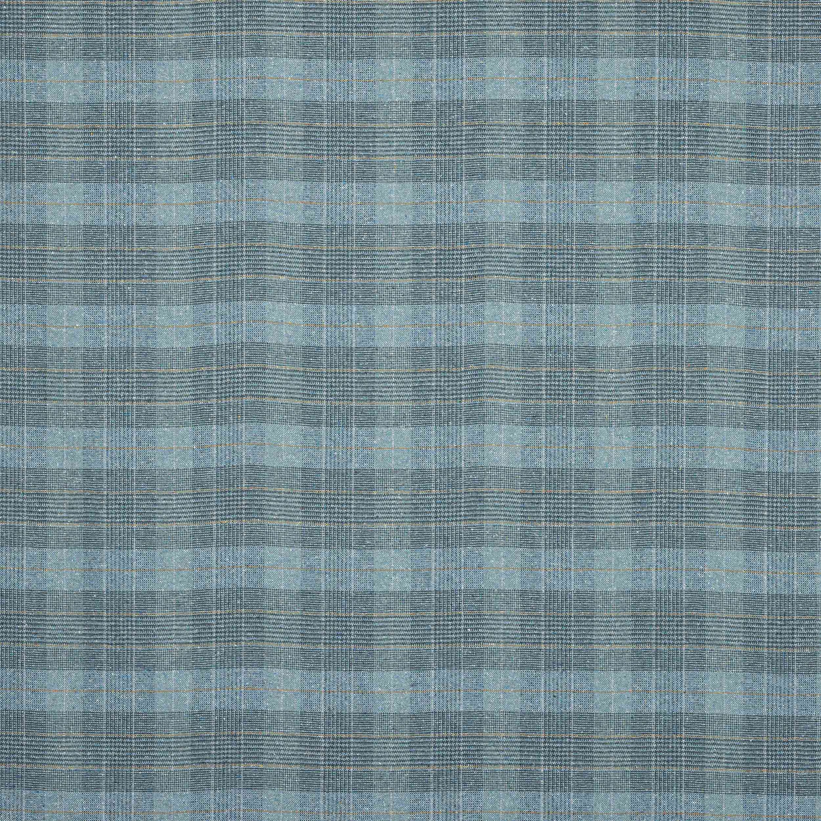 Blue-grey plaid fabric with fine woven texture and soft brushed look