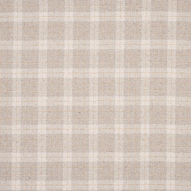 Light stone beige plaid fabric with soft woven texture and subtle check lines