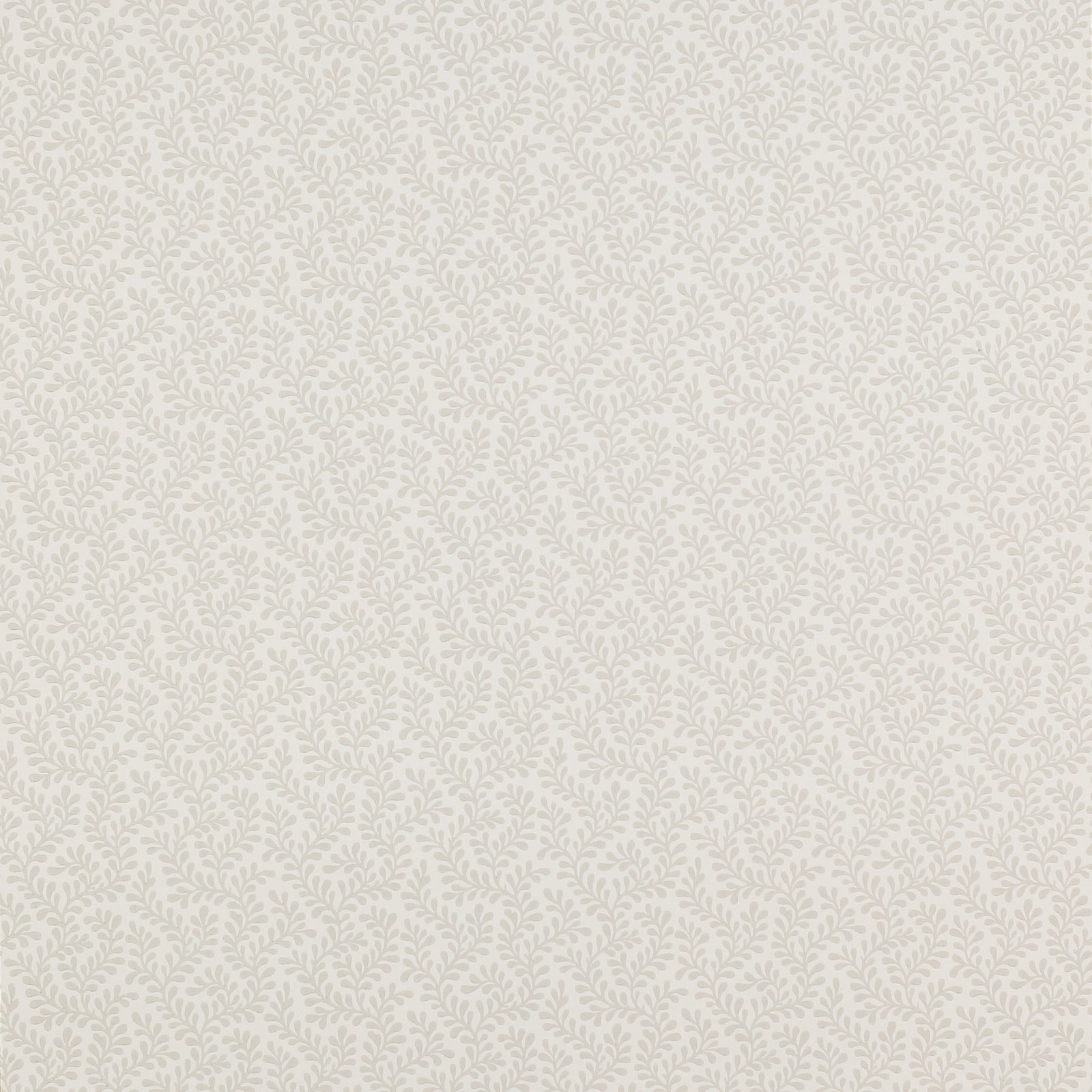 Pale grey leafy sprigs in a fine repeating pattern on an ivory ground