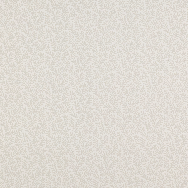 Pale grey leafy sprigs in a fine repeating pattern on an ivory ground