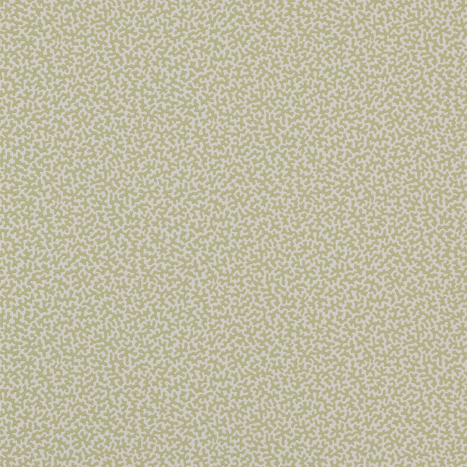 Muted sage branching motif across a warm grey-beige wallpaper ground