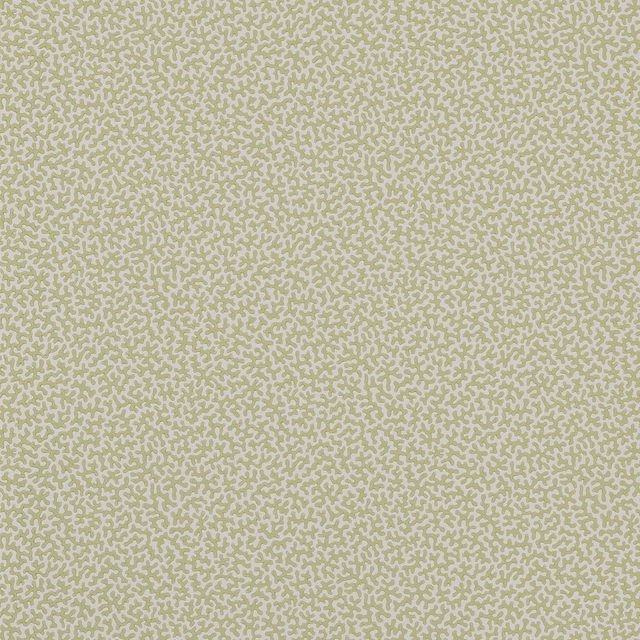 Muted sage branching motif across a warm grey-beige wallpaper ground