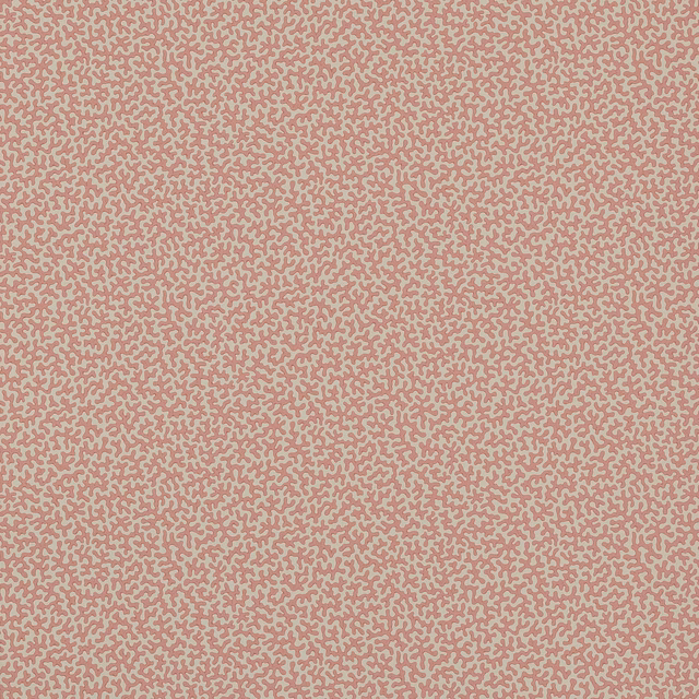 Dusty red wallpaper with dense pale grey branching squiggle motif