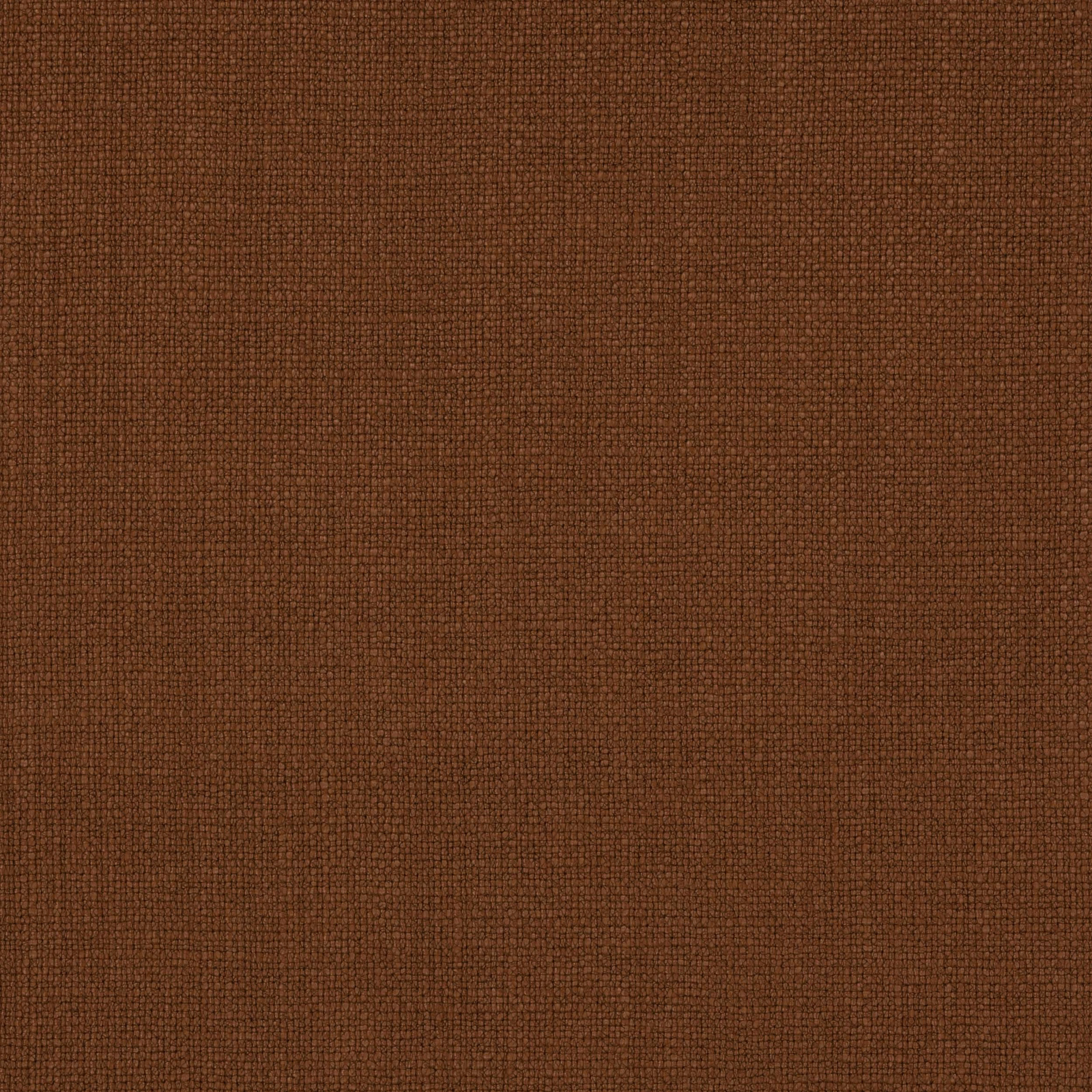 Warm copper-brown plain woven linen fabric with fine grid-like texture