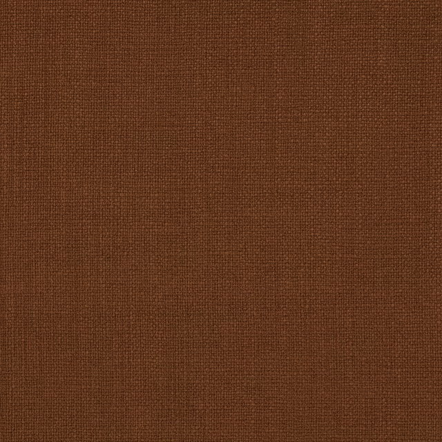 Warm copper-brown plain woven linen fabric with fine grid-like texture