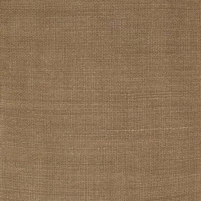 Warm beige plain woven linen-textured fabric swatch