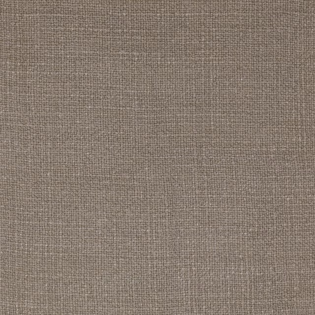 Close-up of soft stone taupe linen plain weave with fine texture
