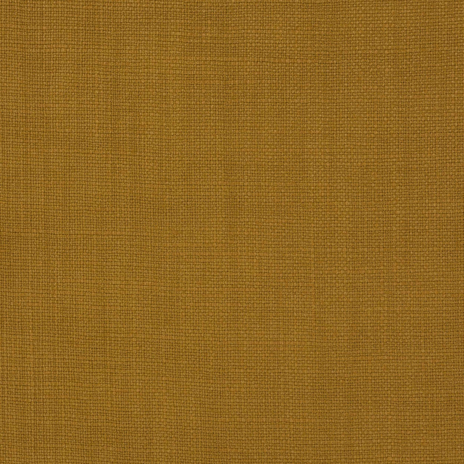 Close-up of a muted saffron-gold plain weave linen fabric