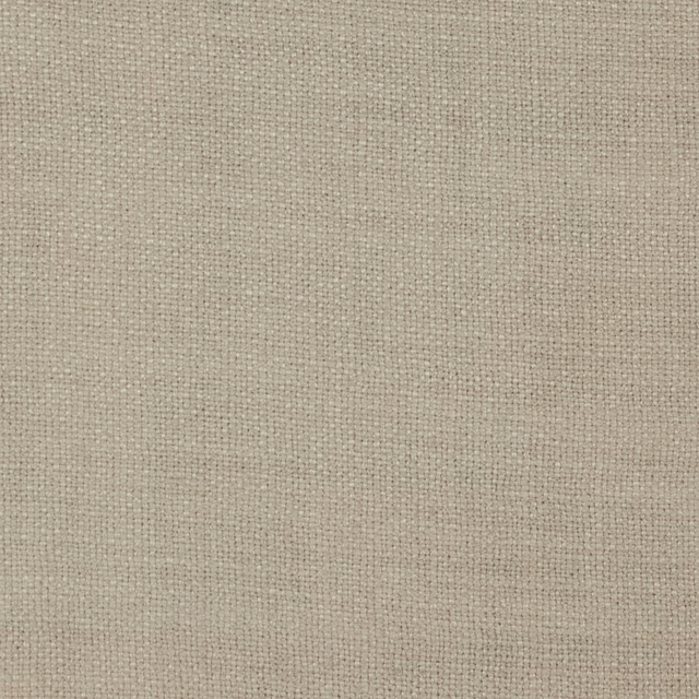 Close-up of a soft stone beige linen weave with fine, even texture