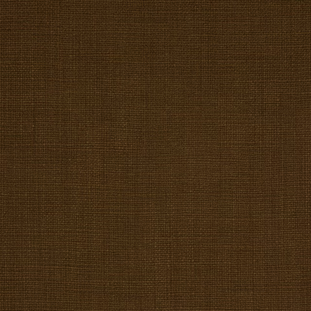 Deep umber brown linen-look woven fabric with a fine, matte texture