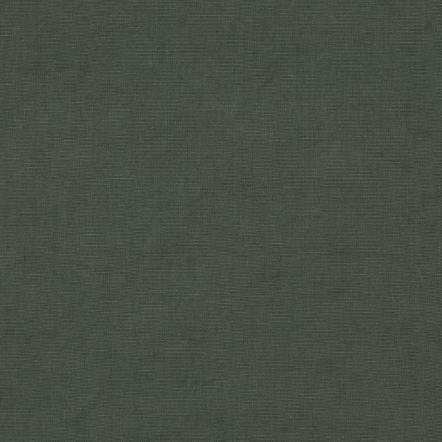 Close-up of deep muted olive plain linen fabric with a fine woven texture