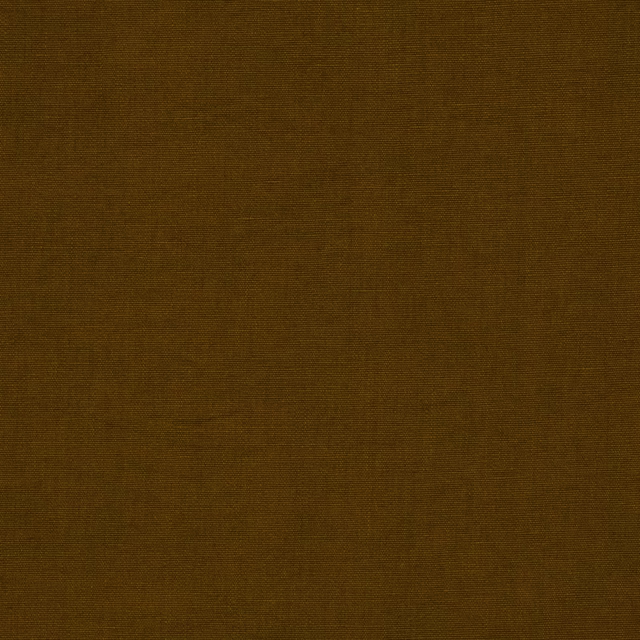 Olive-brown linen fabric swatch with a fine plain weave and matte texture