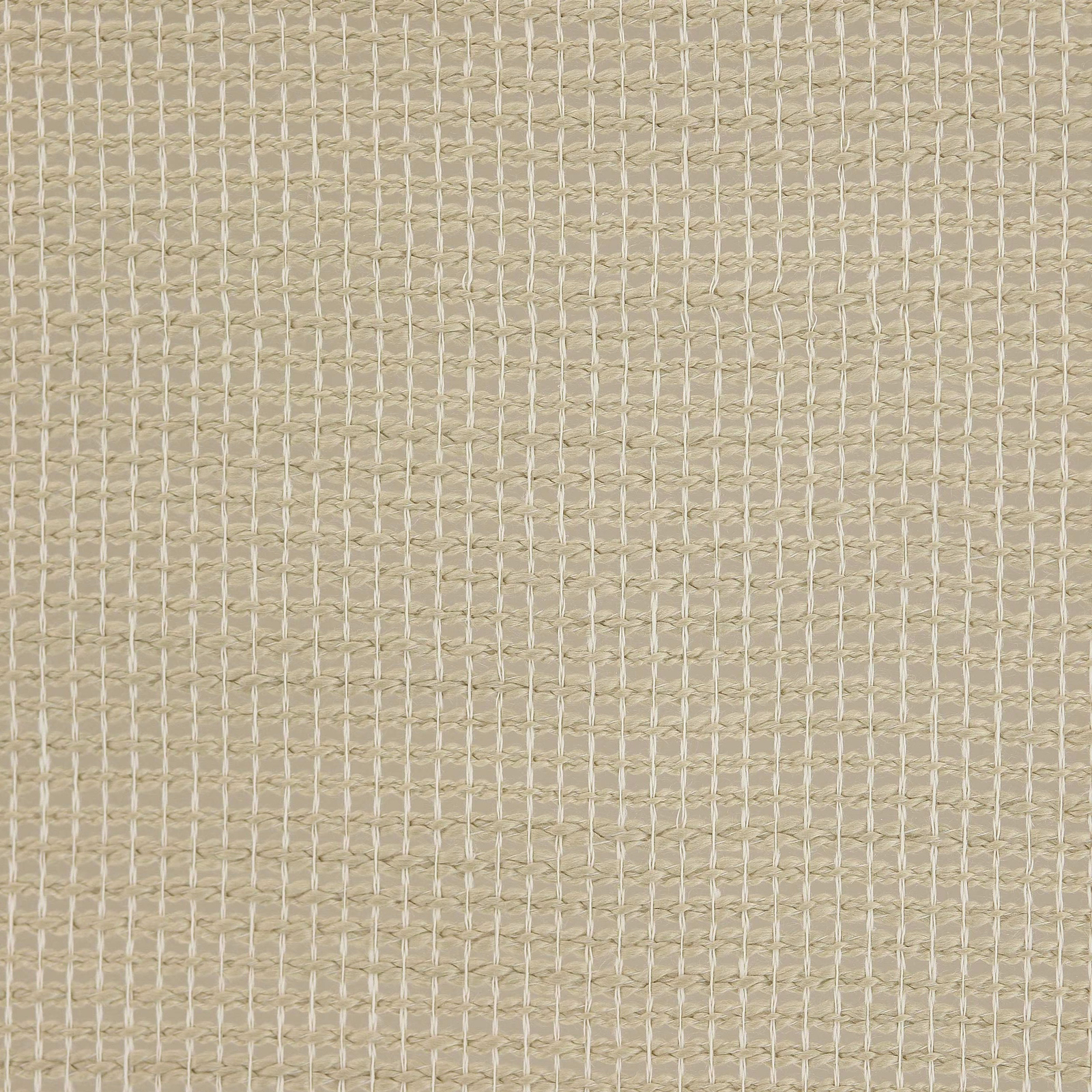 Close-up of warm beige woven fabric with a small grid texture