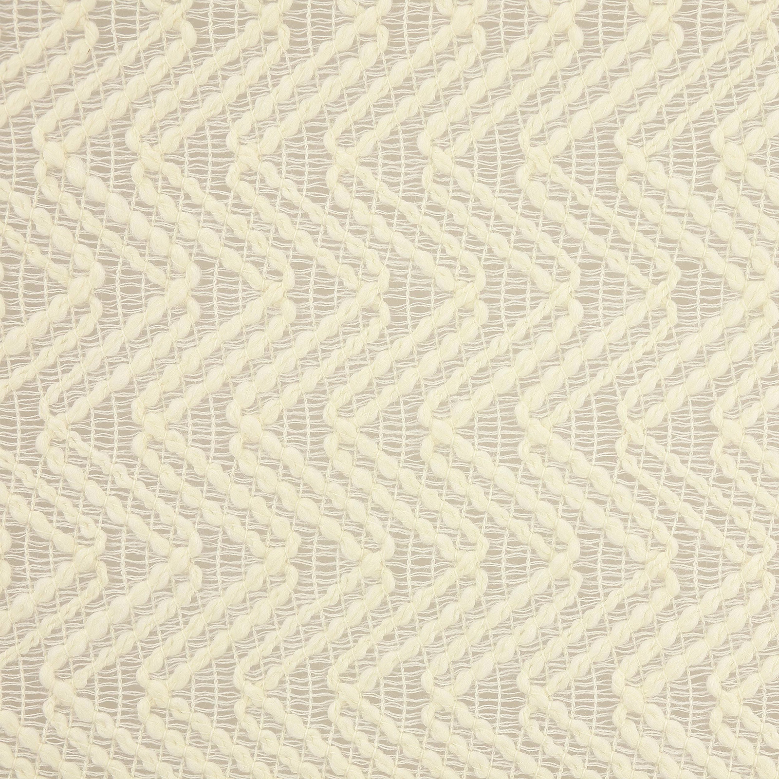 Cream wool fabric with raised zigzag weave and fine open ground
