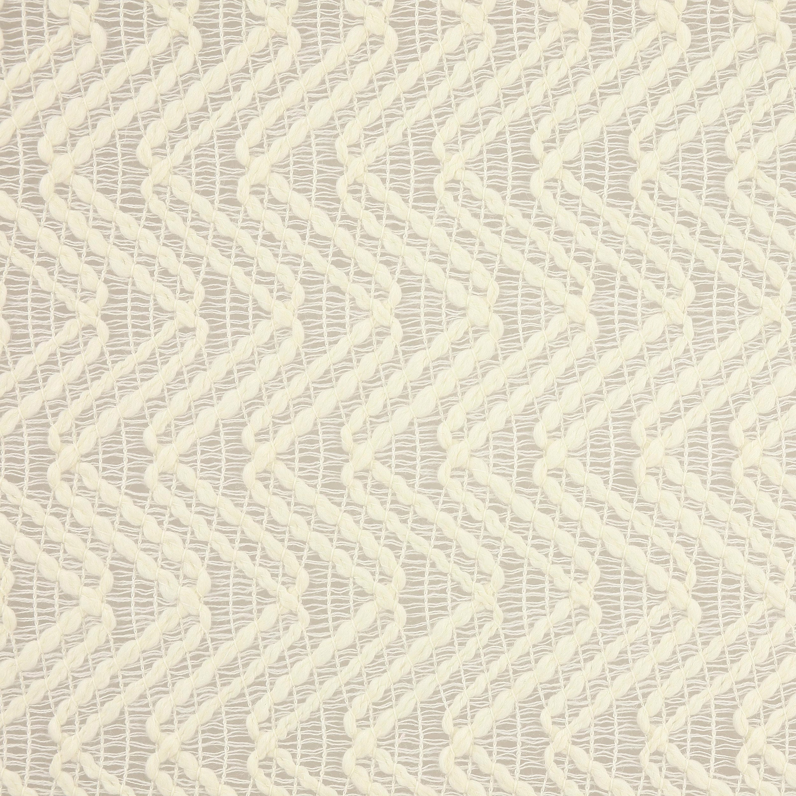 Cream wool fabric with raised zigzag weave on an open ground