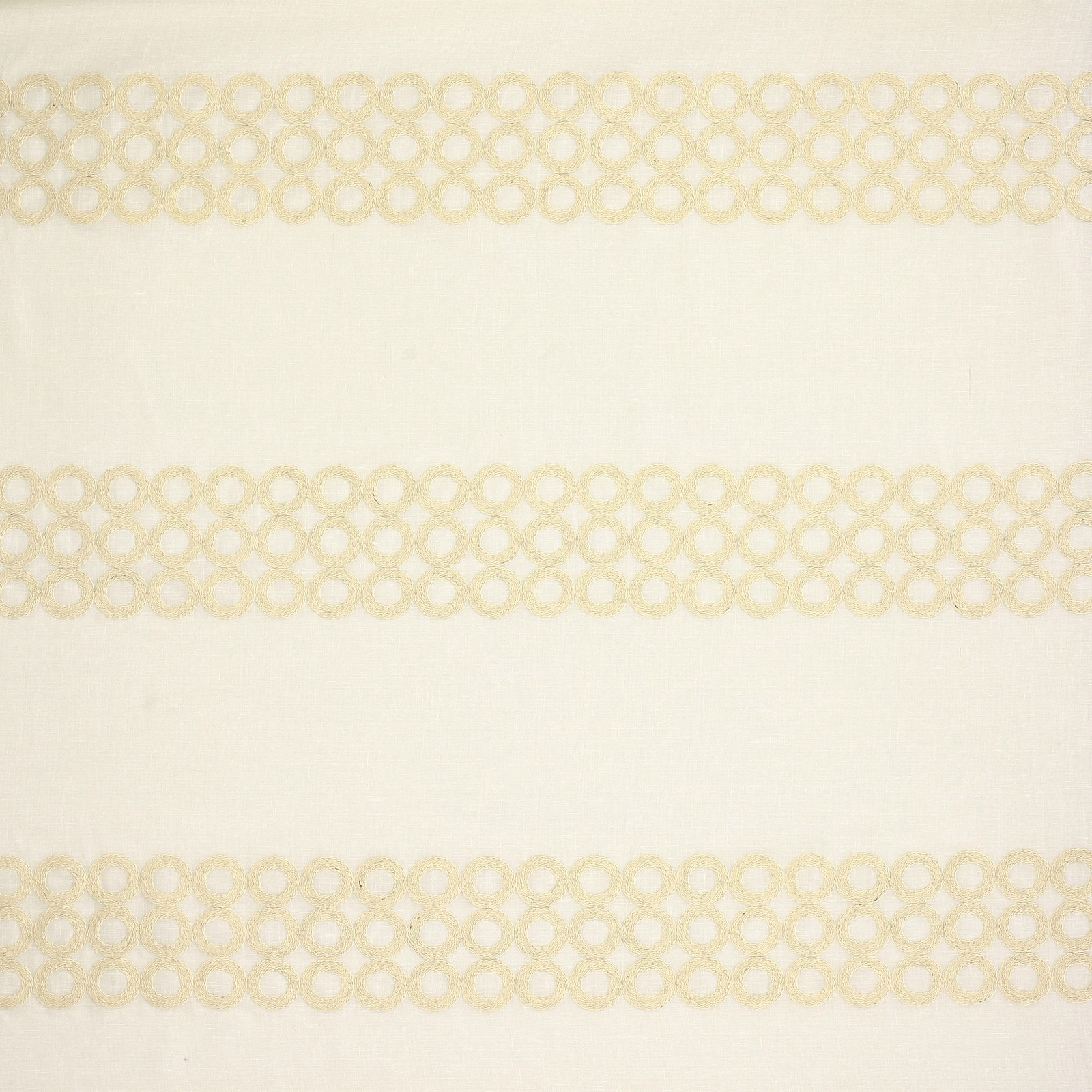 Cream woven fabric with soft looped ring bands in horizontal stripes