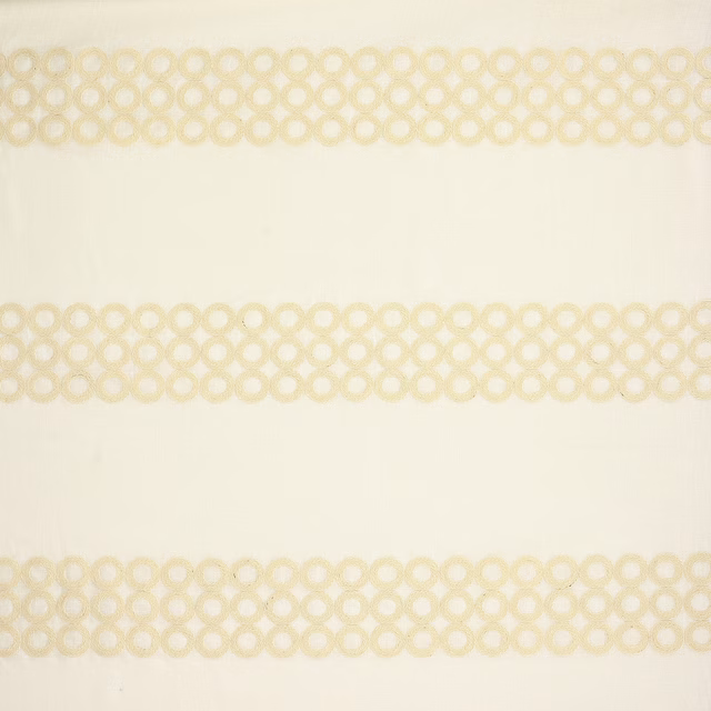 Cream woven fabric with soft looped ring bands in horizontal stripes