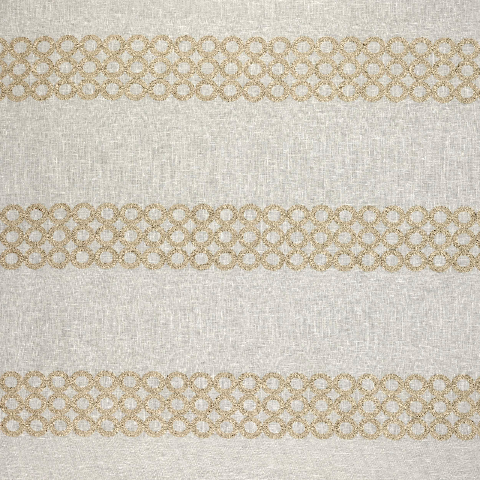 Pale linen-blend fabric with horizontal desert beige ring bands