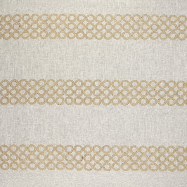 Pale linen-blend fabric with horizontal desert beige ring bands