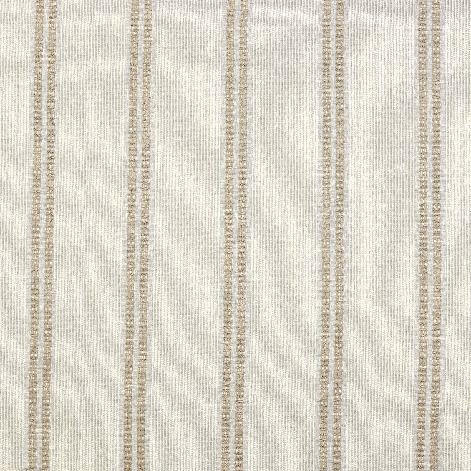 Pale linen stripe fabric with narrow warm clay vertical bands and fine woven texture