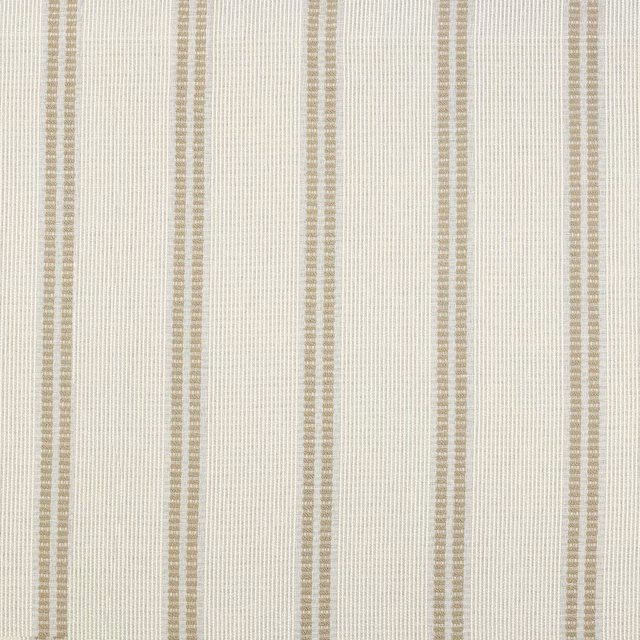 Pale linen stripe fabric with narrow warm clay vertical bands and fine woven texture