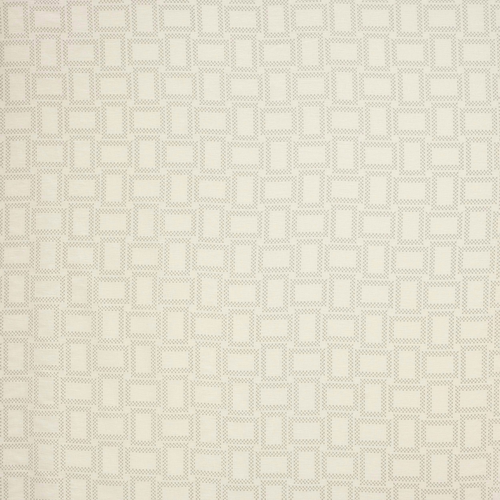 Pale birch cream geometric fabric with small rectangular woven blocks