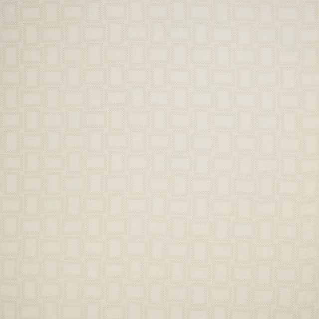 Pale clay-beige woven fabric with a small geometric square check