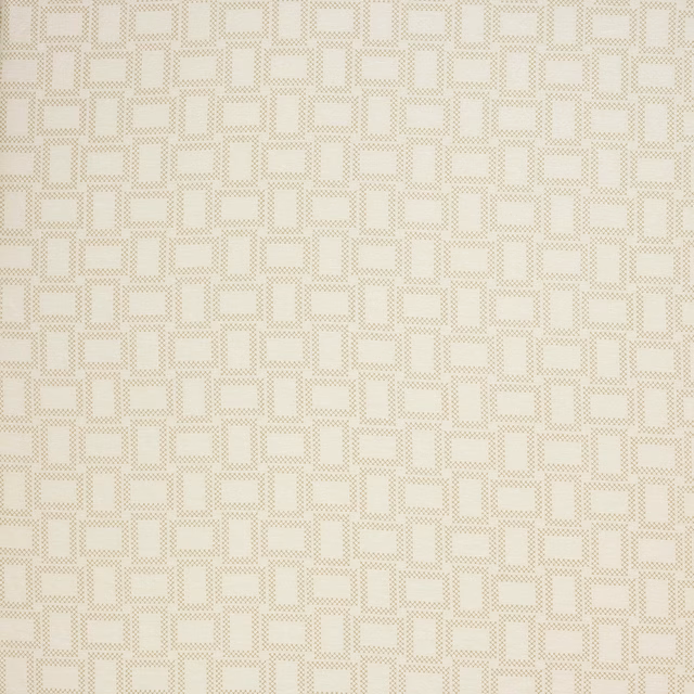 Pale honey cream geometric fabric with small rectangular woven blocks