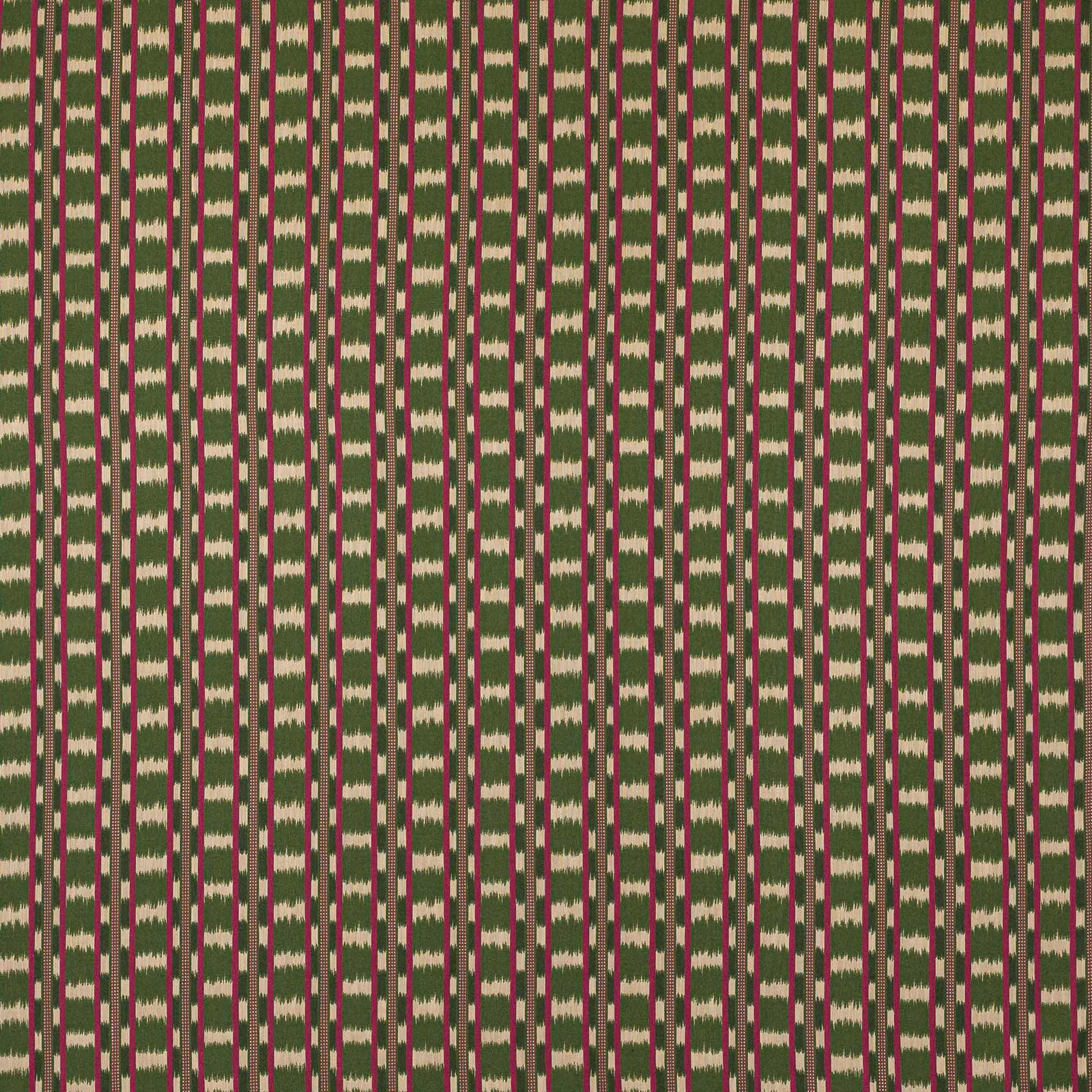 Olive green and pink vertical stripe fabric with cream woven accents