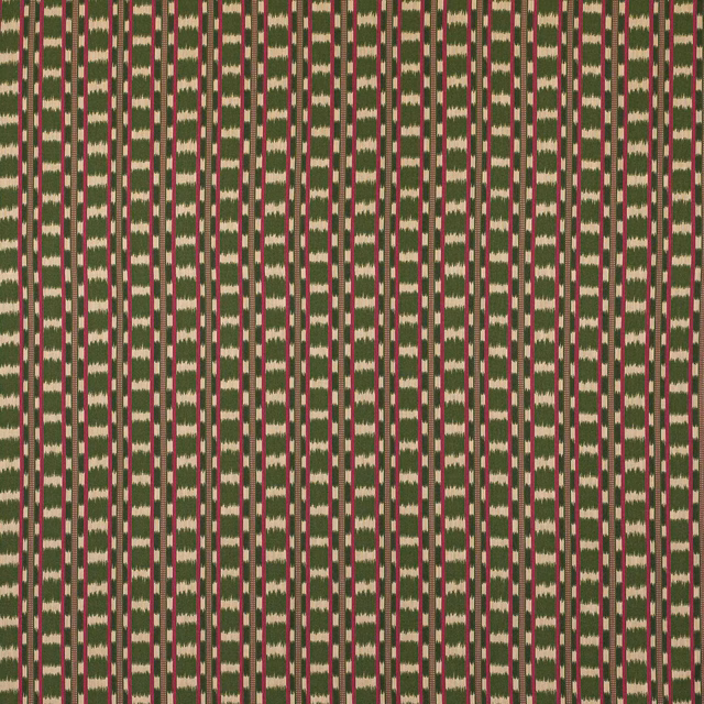 Olive green and pink vertical stripe fabric with cream woven accents