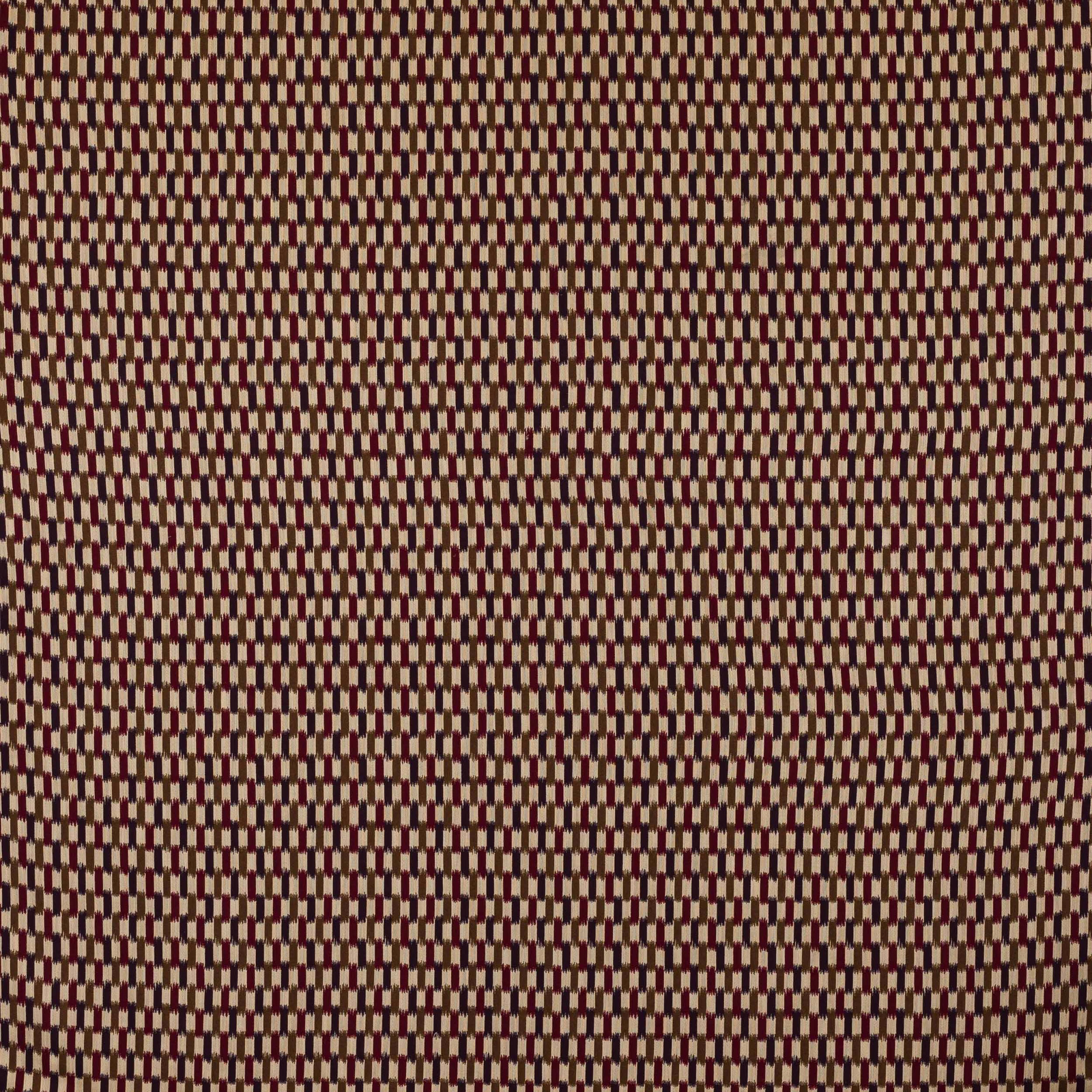 Small geometric fabric swatch in deep prune burgundy and pale cream threads