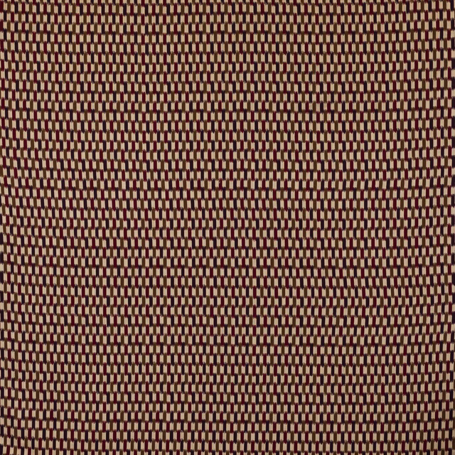 Small geometric fabric swatch in deep prune burgundy and pale cream threads