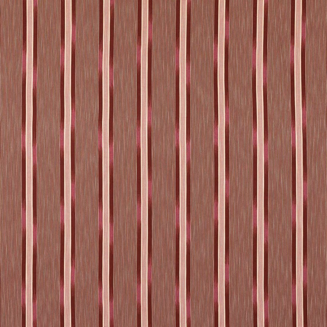 Vertical grenat and blush stripes with fine pinstripe detailing on woven fabric