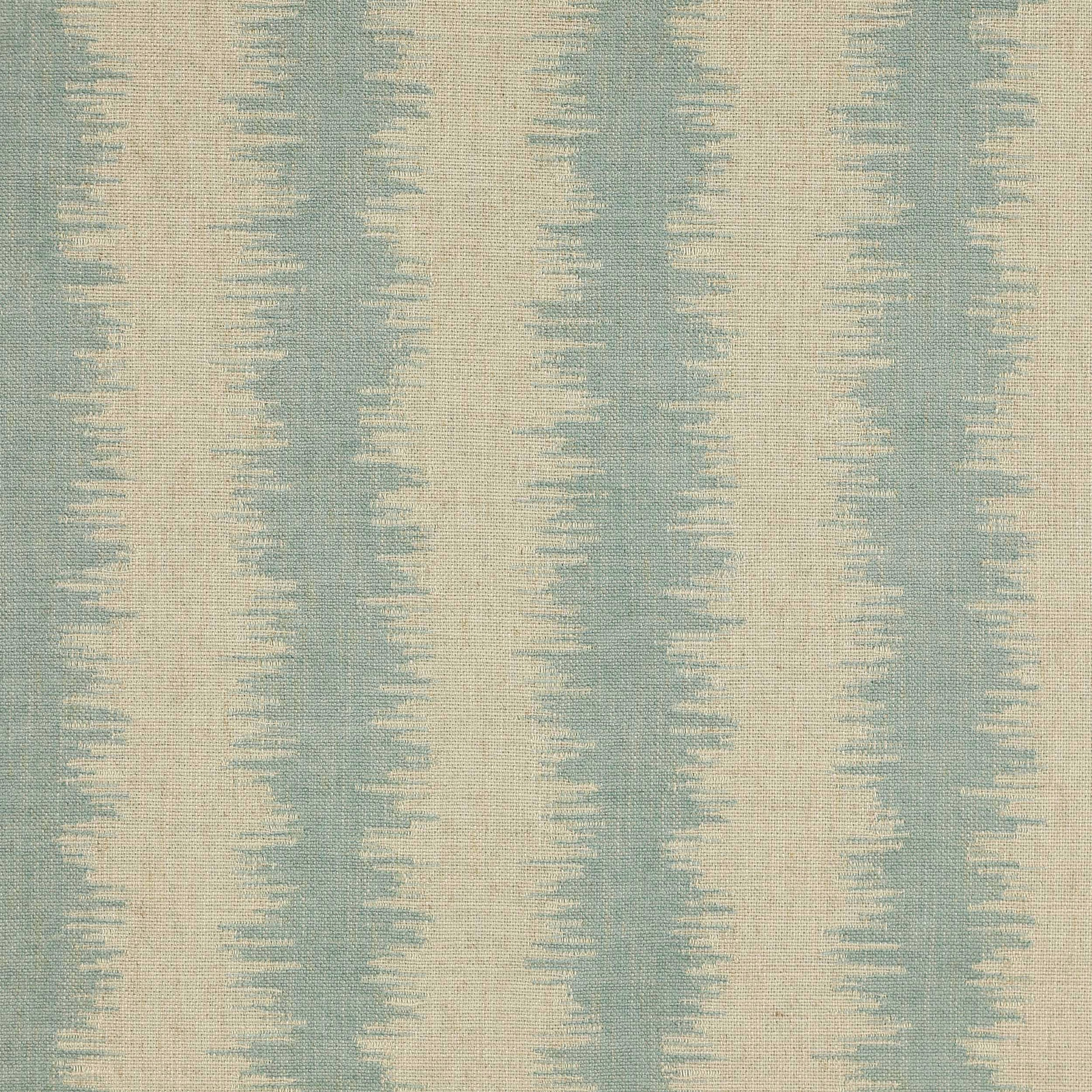 Pale aqua and cream vertical striped fabric with a softly slubbed weave