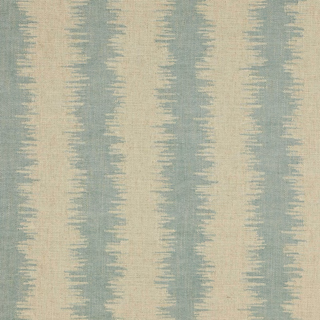 Pale aqua and cream vertical striped fabric with a softly slubbed weave