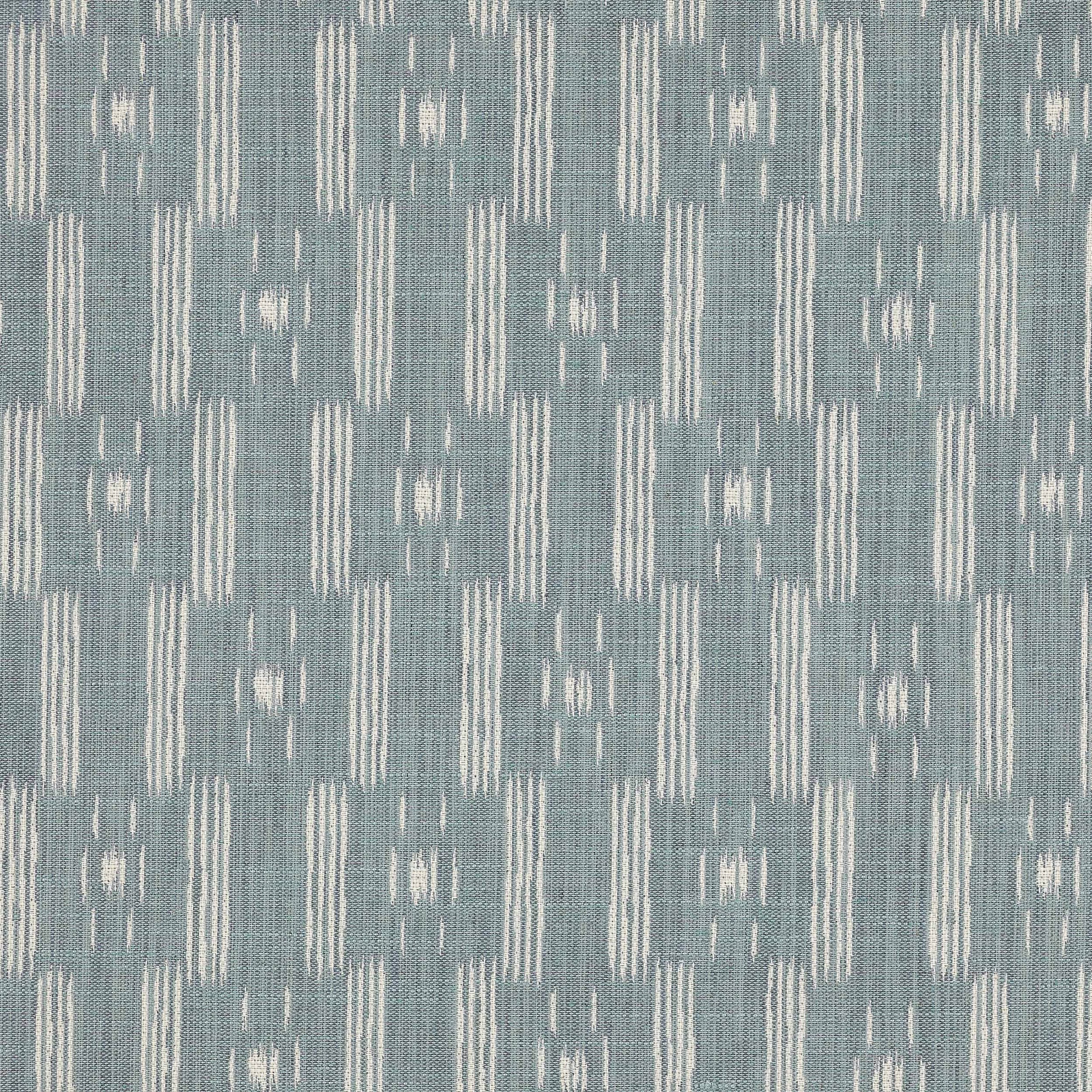 Soft teal woven fabric with pale geometric vertical motifs