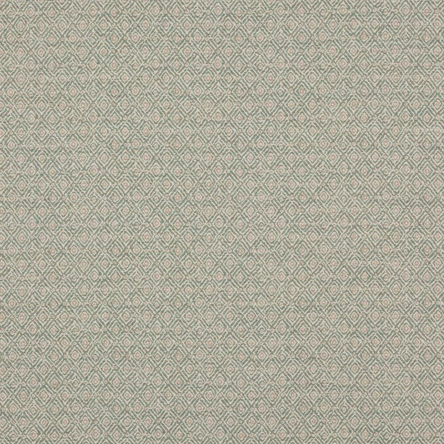 Small diamond geometric fabric swatch in soft leaf green with pale pink accents