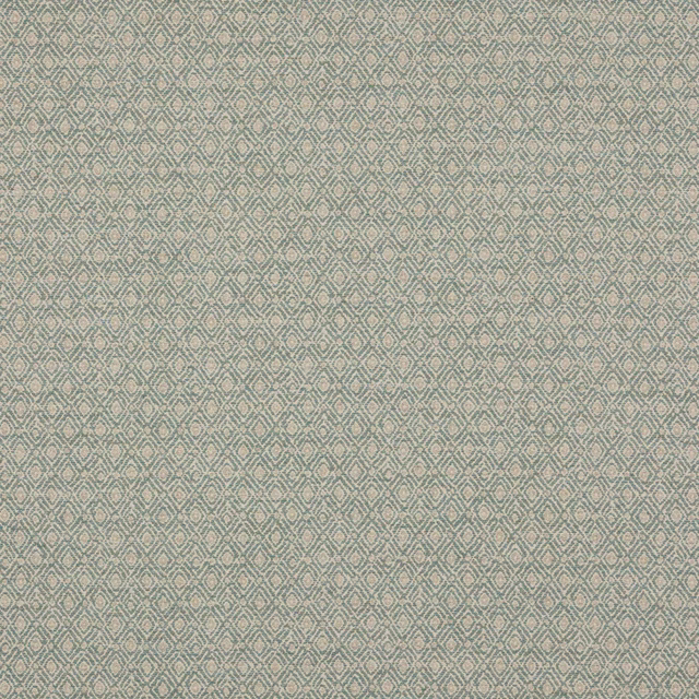 Small diamond geometric woven fabric in muted old blue and pale neutral tones