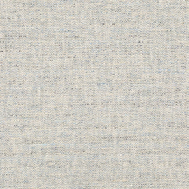 Close-up of pale muted blue woven fabric with fine herringbone texture