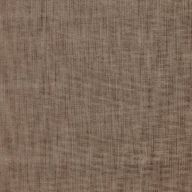 Close-up of warm taupe woven fabric with fine linen slub texture